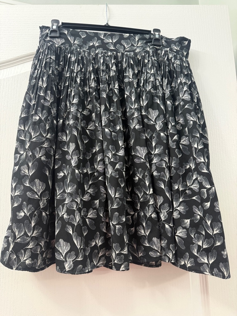 Merona Black Skirt with White Botanical Print